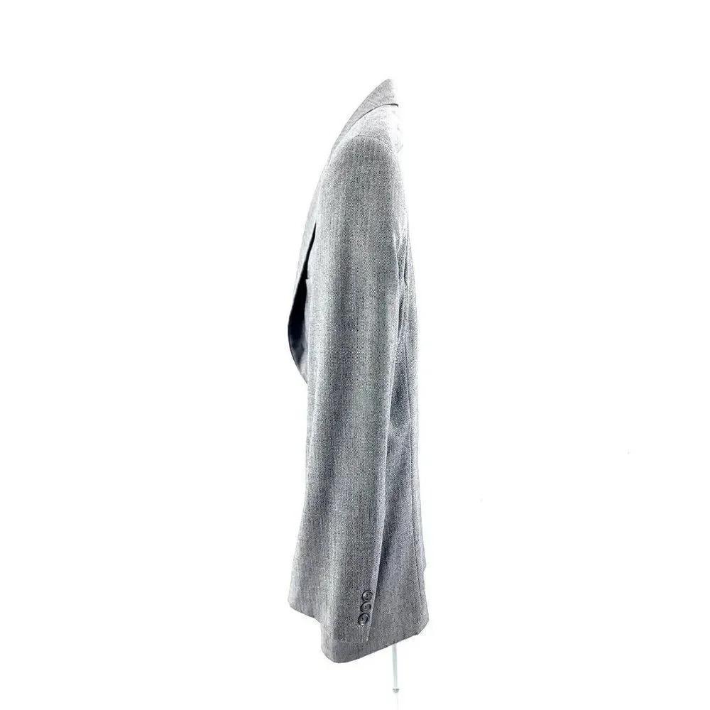 Alan Flusser Silk Worsted Wool Gray Herringbone 2 Button‎ Blazer 40R